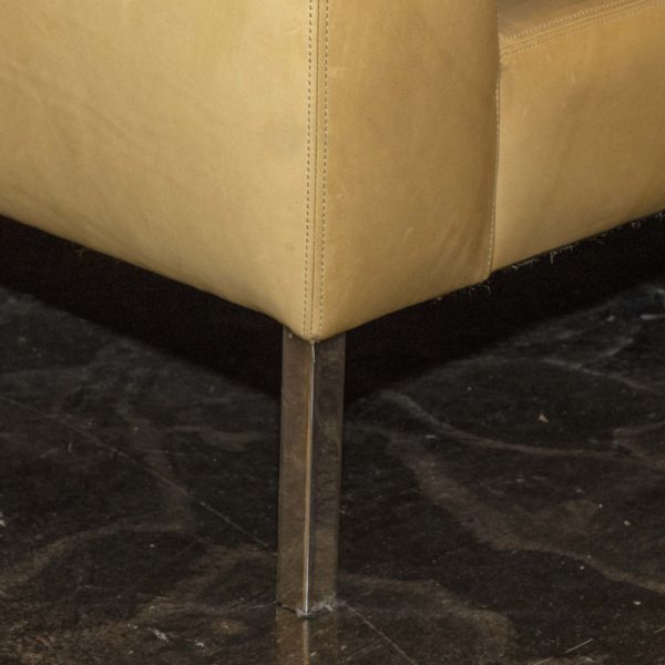 VERELLEN Bench Seat Sofa in Pale Yellow Leather - Image 4