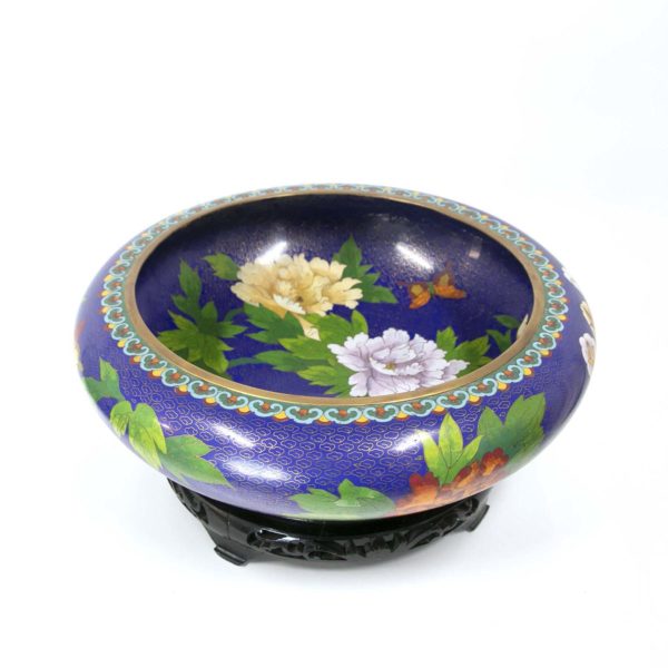 Cloisonné Bowl on Wood Stand - Image 2