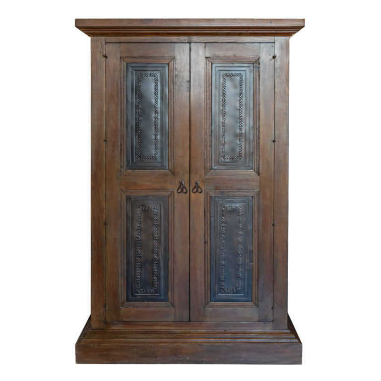 Armoire with Black Finish Embossed Panel Doors | Grandview Mercantile