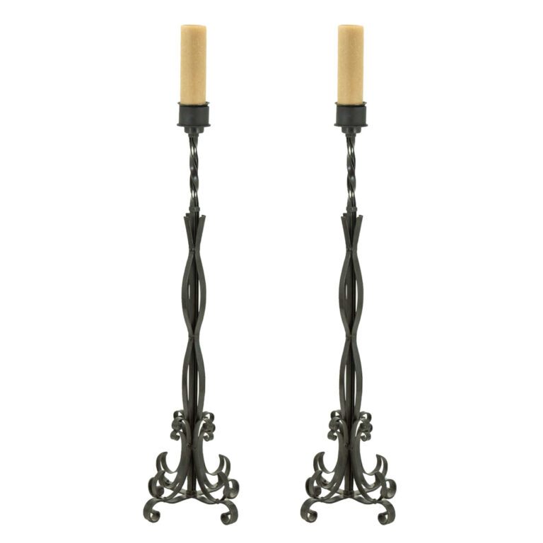 Pair of Wrought Iron Floor Candle Holders | Grandview Mercantile