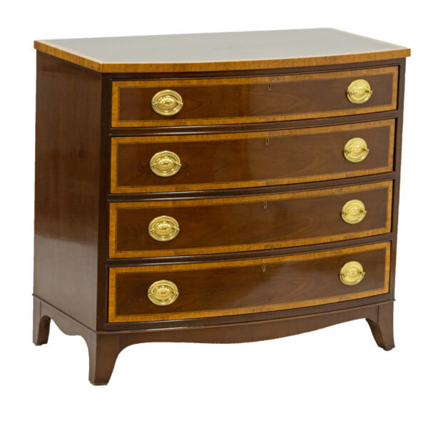 COUNCILL Hepplewhite Mahogany Bow Front 4 Drawer Chest - Image 2