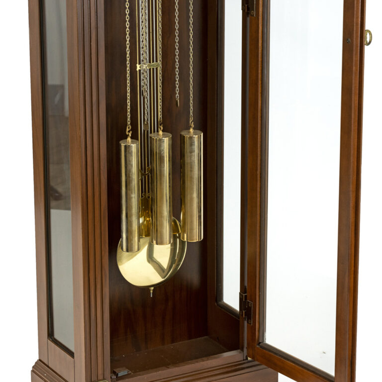 Pearl Grandfather Clock In Cherry Finish Case 