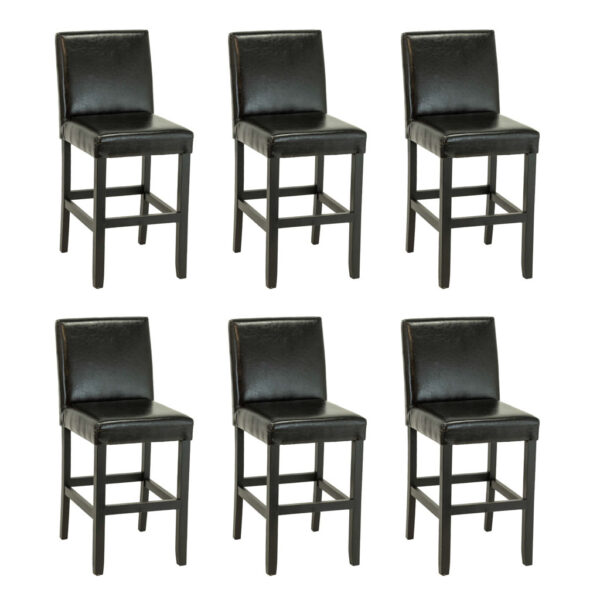 Set of 6 Parsons Style Counter Stools in Black Leather - Image 1