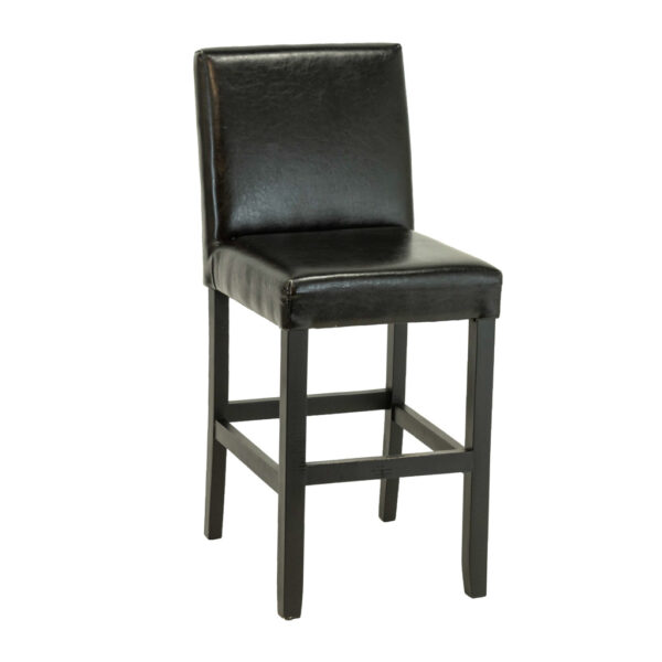 Set of 6 Parsons Style Counter Stools in Black Leather - Image 2