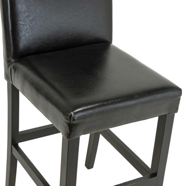 Set of 6 Parsons Style Counter Stools in Black Leather - Image 4