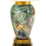 Hand Painted Porcelain Urn Lamp on Brass Base - Image 2