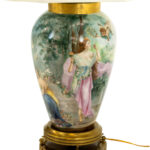Hand Painted Porcelain Urn Lamp on Brass Base - Image 4