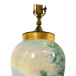 Hand Painted Porcelain Urn Lamp on Brass Base - Image 6