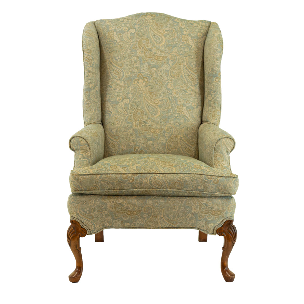 PENNSYLVANIA HOUSE Wing Chair in Blue and Beige Paisley