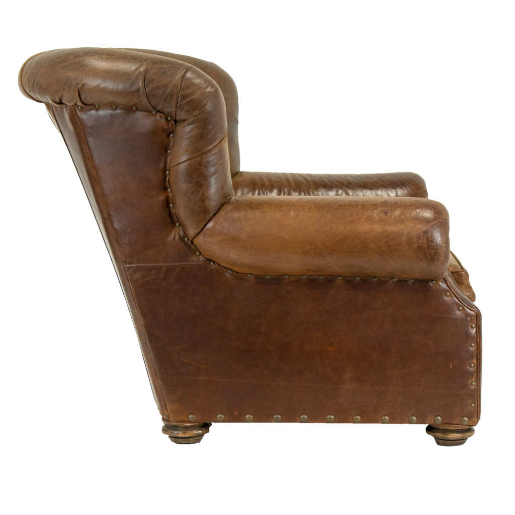 Leather wingback chair restoration hardware hot sale