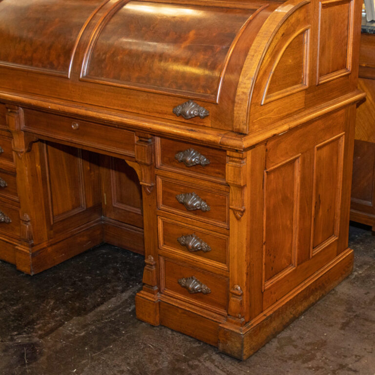 Antique Victorian Large Walnut and Burl Roll Top Desk | Grandview ...