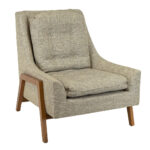 New NORWALK COPLEY Mid-Century Style Accent Chair in Gray Tweed