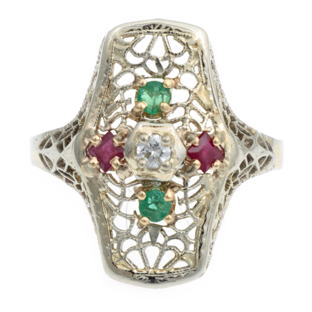 Antique Victorian Ruby Emerald Diamond Ring Initial M Ring Circa 1900 –  Antique Jewellery Online