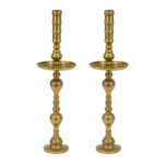 Pair of Large Brass Floor Candle Holders