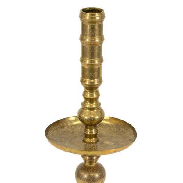 Pair of Large Brass Floor Candle Holders - Image 2