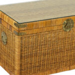 Vintage Woven Wicker Trunk with Glass Top - Image 2