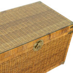 Vintage Woven Wicker Trunk with Glass Top - Image 3
