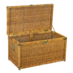 Vintage Woven Wicker Trunk with Glass Top - Image 4