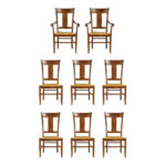 Set of 8 NICHOLS AND STONE Provence Rush Seat Dining Chairs