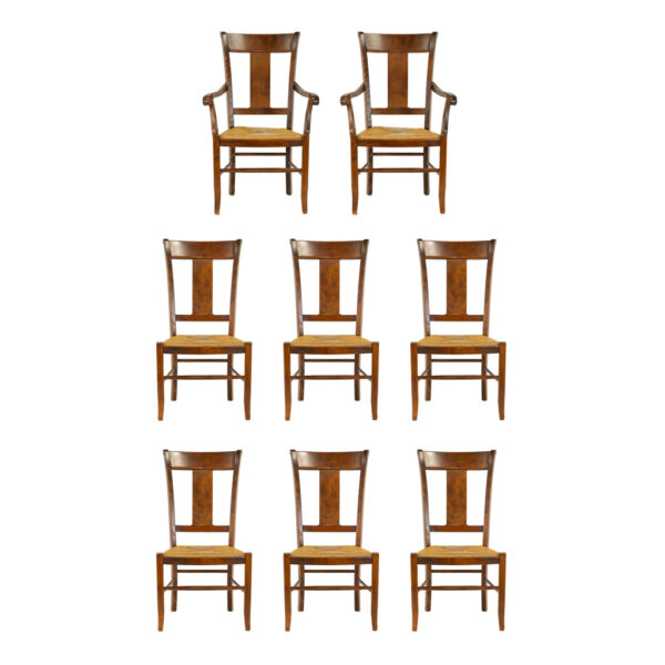 Set of 8 NICHOLS AND STONE Provence Rush Seat Dining Chairs - Image 1