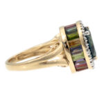 London Blue Topaz Ring with Diamonds and Rainbow Gemstone Gallery in 14 Karat Gold - Image 2