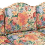 Vintage Wrought Iron Outdoor Sofa with Floral Cushions - Image 3