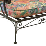 Vintage Wrought Iron Outdoor Sofa with Floral Cushions - Image 5