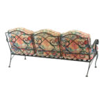 Vintage Wrought Iron Outdoor Sofa with Floral Cushions - Image 6