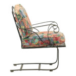 Vintage Wrought Iron Outdoor Sling Chair with Floral Cushions - Image 4