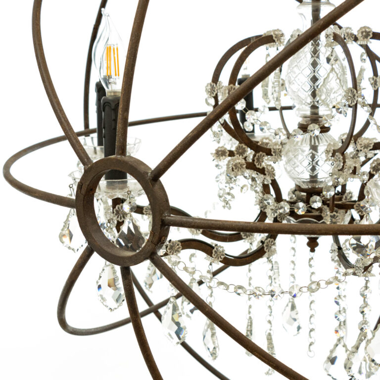 Metal Orb Chandelier with Crystals in Antiqued Finish | Grandview ...