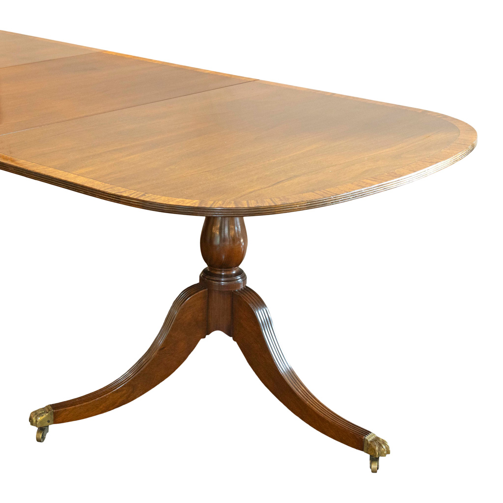 Oval Butterfly Mahogany with Band 3 Column Pedestals Brass Accent Conf —  Habitat Roaring Fork