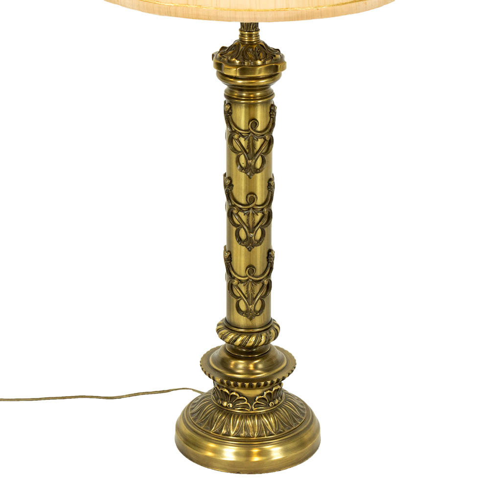 Pair Of Vintage Brass And Marble Column Table Lamps in Antique