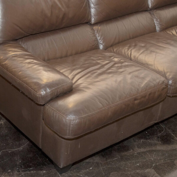 Espresso Leather Sofa - Image 4
