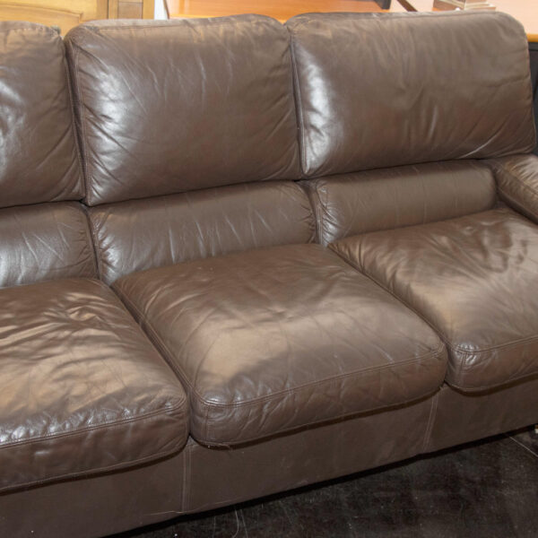 Espresso Leather Sofa - Image 3