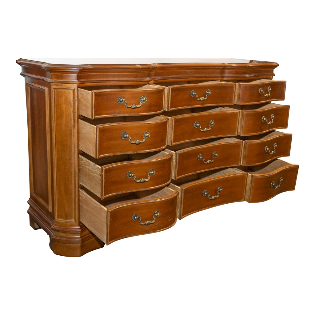 Solid Wood Antique Dresser With Glass Top Cover for Sale in Bristol