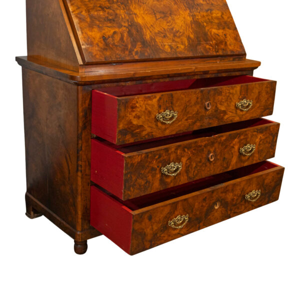 Antique Burled Walnut Slant Desk - Image 4