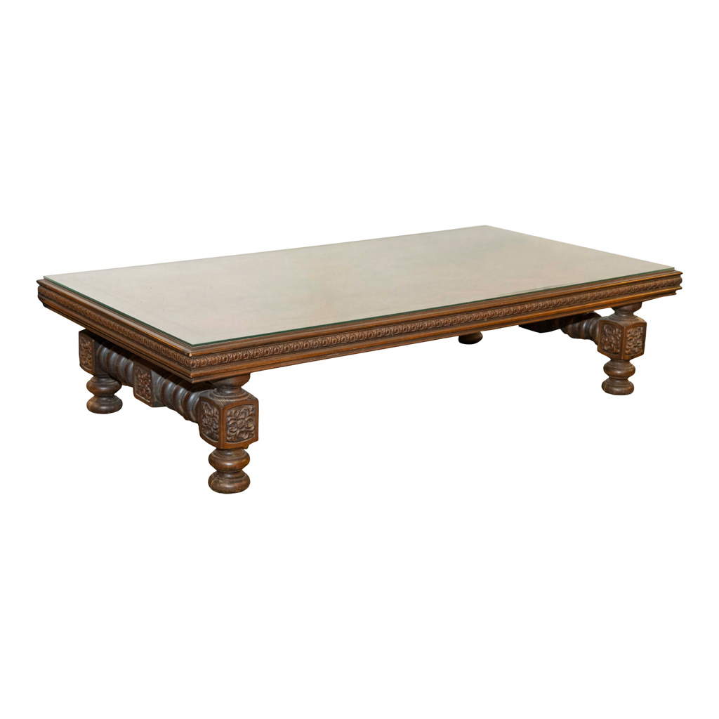 Two Tier Glass Coffee Table with Rotating Lower Tier | Grandview Mercantile