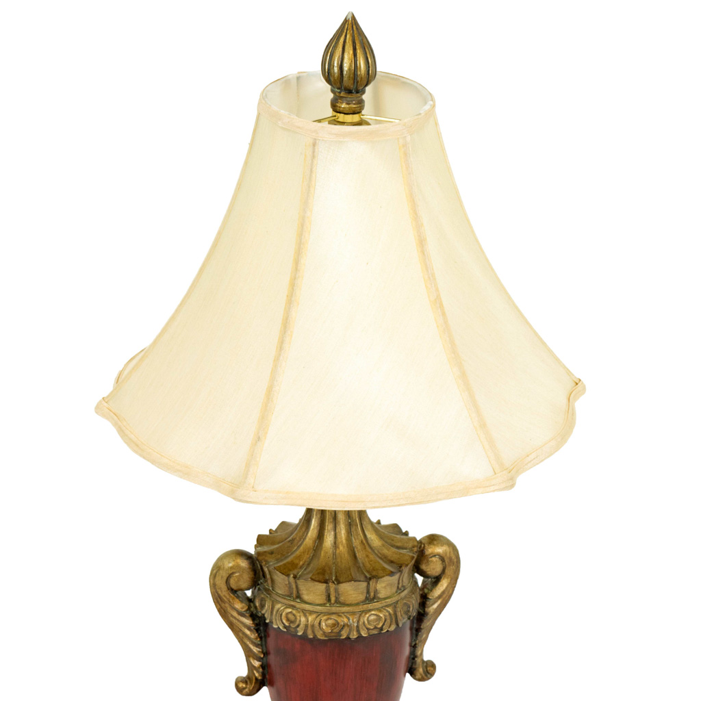 Pair of Red and Gold Urn Table Lamps