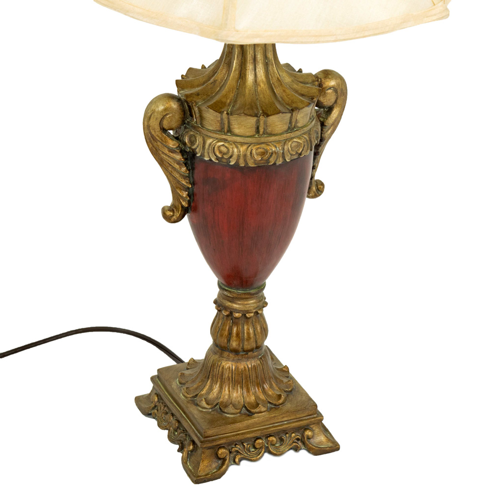 Pair of Red and Gold Urn Table Lamps