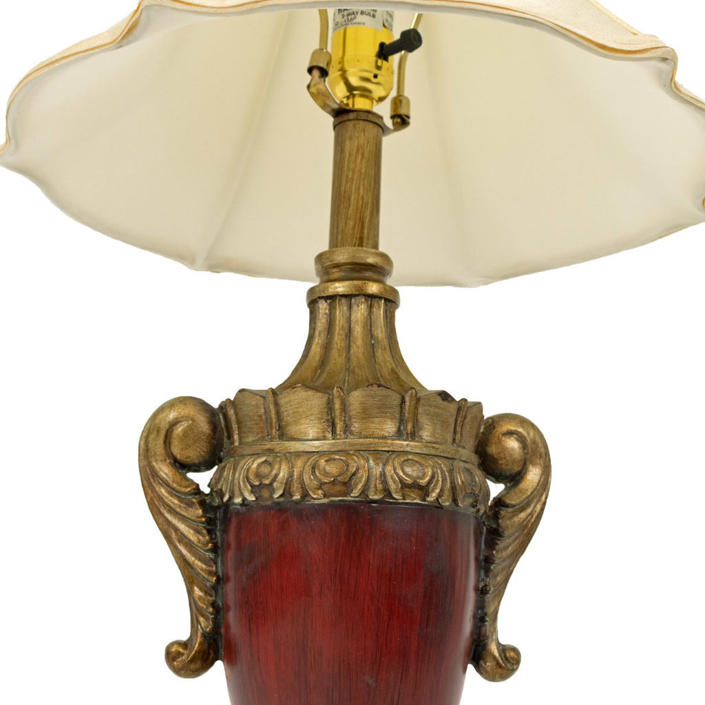 Pair of Red and Gold Urn Table Lamps