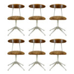 VIKO BAUMRITTER Set of 6 Walnut and Chrome Swivel Dining Chairs