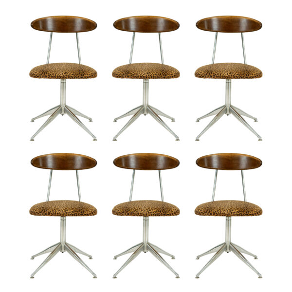 VIKO BAUMRITTER Set of 6 Walnut and Chrome Swivel Dining Chairs - Image 1