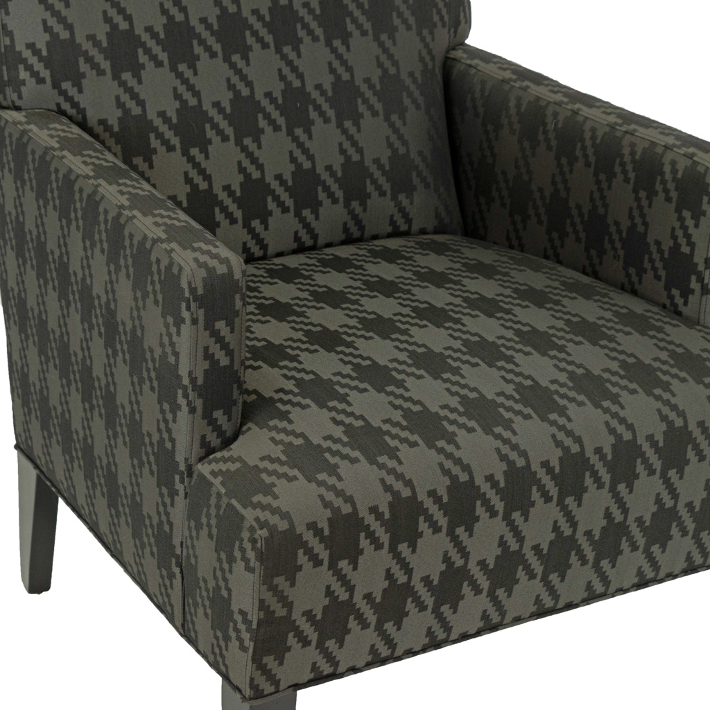 CRATE BARREL Tux Chair in Black and Grey Houndstooth Grandview