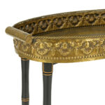 CASTILIAN IMPORTS Embossed Gold Metal Tray Table on Bamboo Style Base - Image 3