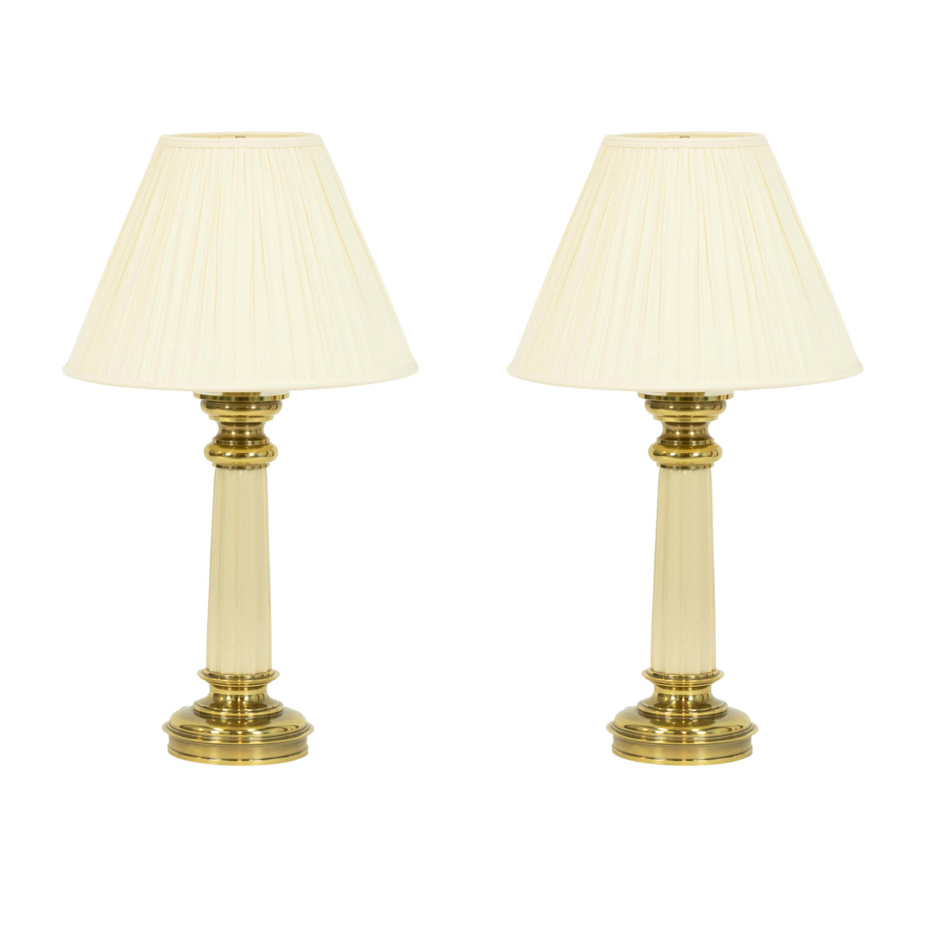 SOLD Pair of Stiffel Brass Lamps with Original Shades A wonderful