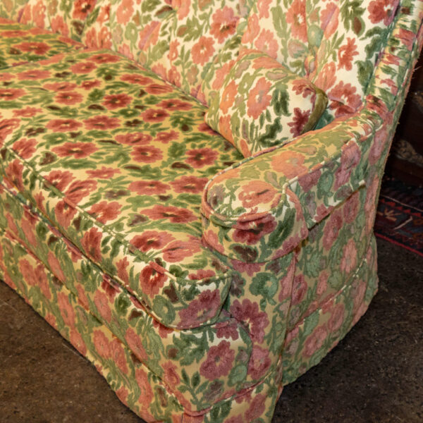 Vintage Sofa in Floral Flocked Velvet - Image 4