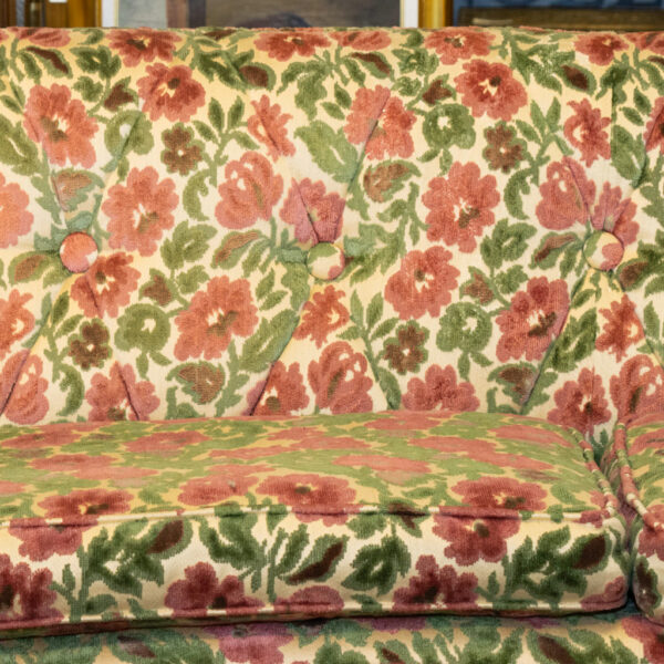 Vintage Sofa in Floral Flocked Velvet - Image 5