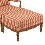 Armchair and Ottoman in Pink, Ivory, and Green Plaid - Image 4