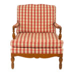 Armchair and Ottoman in Pink, Ivory, and Green Plaid - Image 5