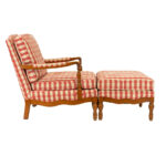 Armchair and Ottoman in Pink, Ivory, and Green Plaid - Image 6